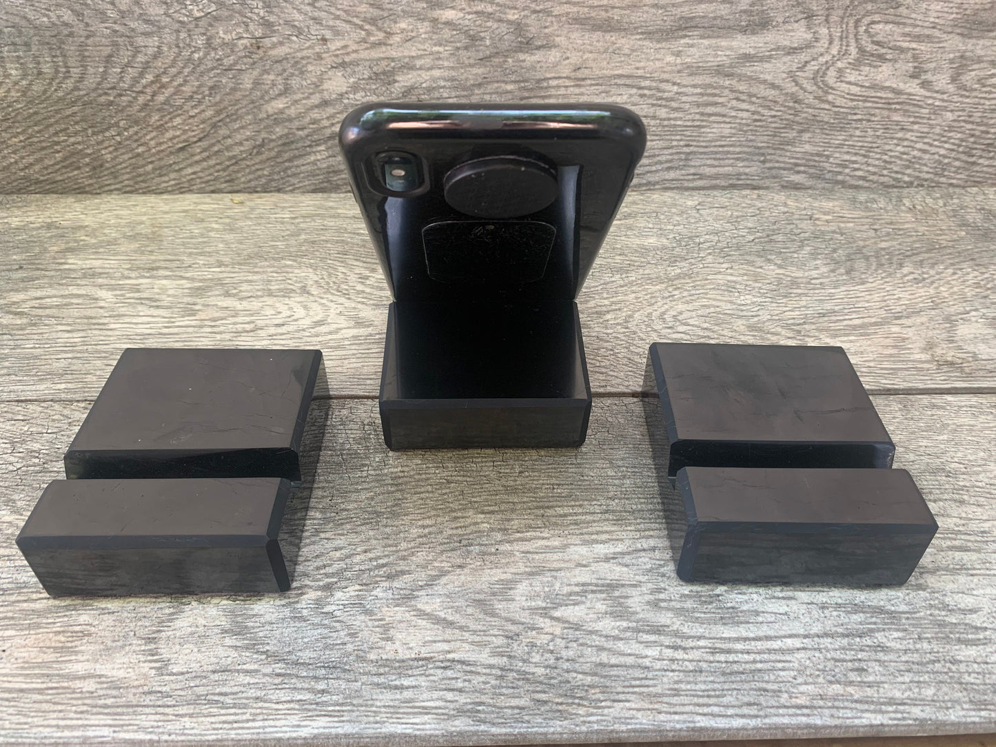 Shungite Cell Phone Holder: EMF Protection, Meditation Altar Decor