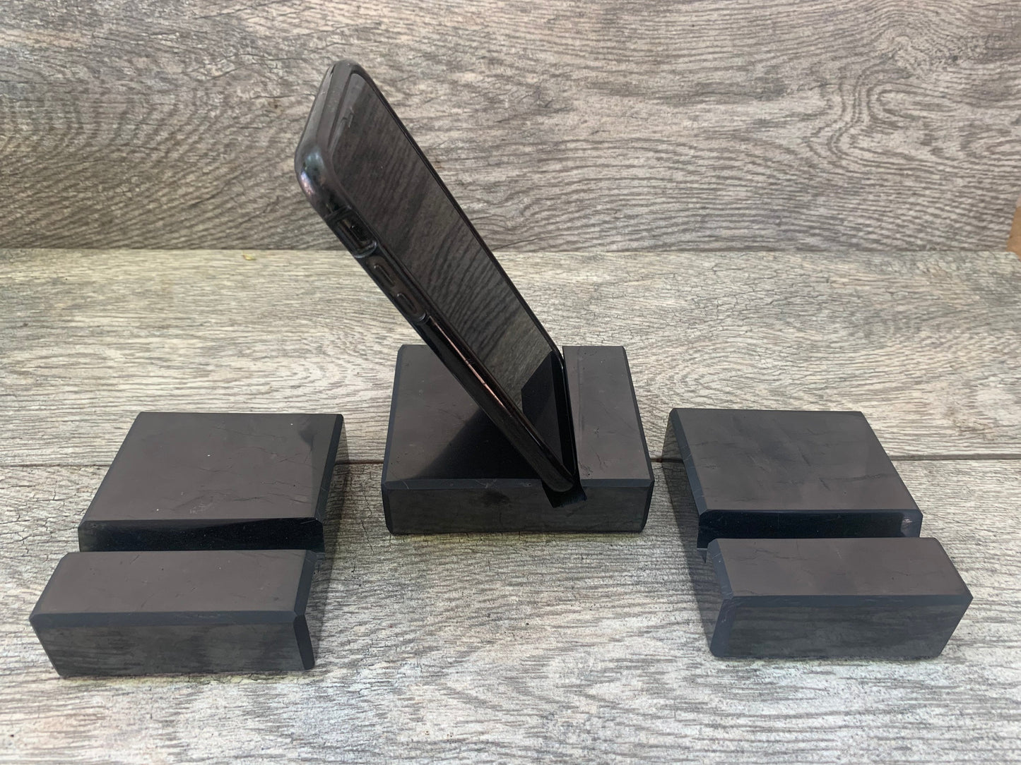 Shungite Cell Phone Holder: EMF Protection, Meditation Altar Decor