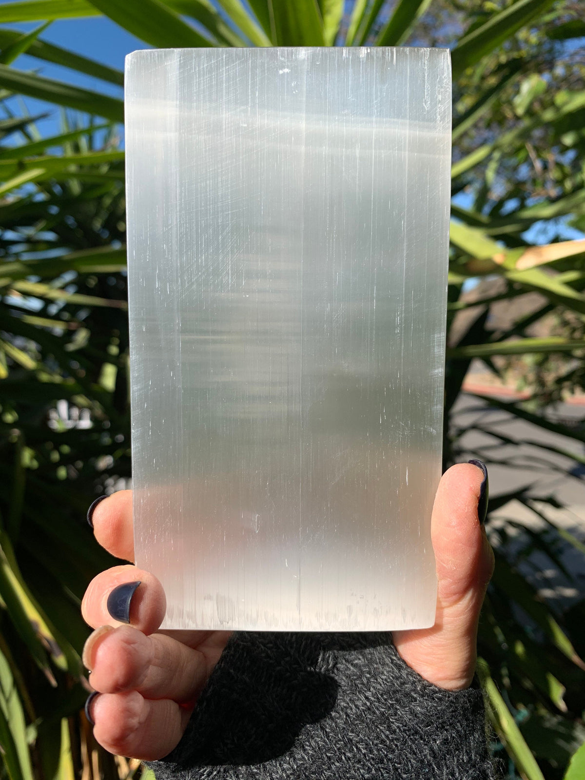 Etched Selenite Charging Plate: Sacred Lotus & Crescent Moon