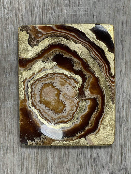 Gold Leaf Aragonite Crystal Dish: Home Decor, Jewelry Holder