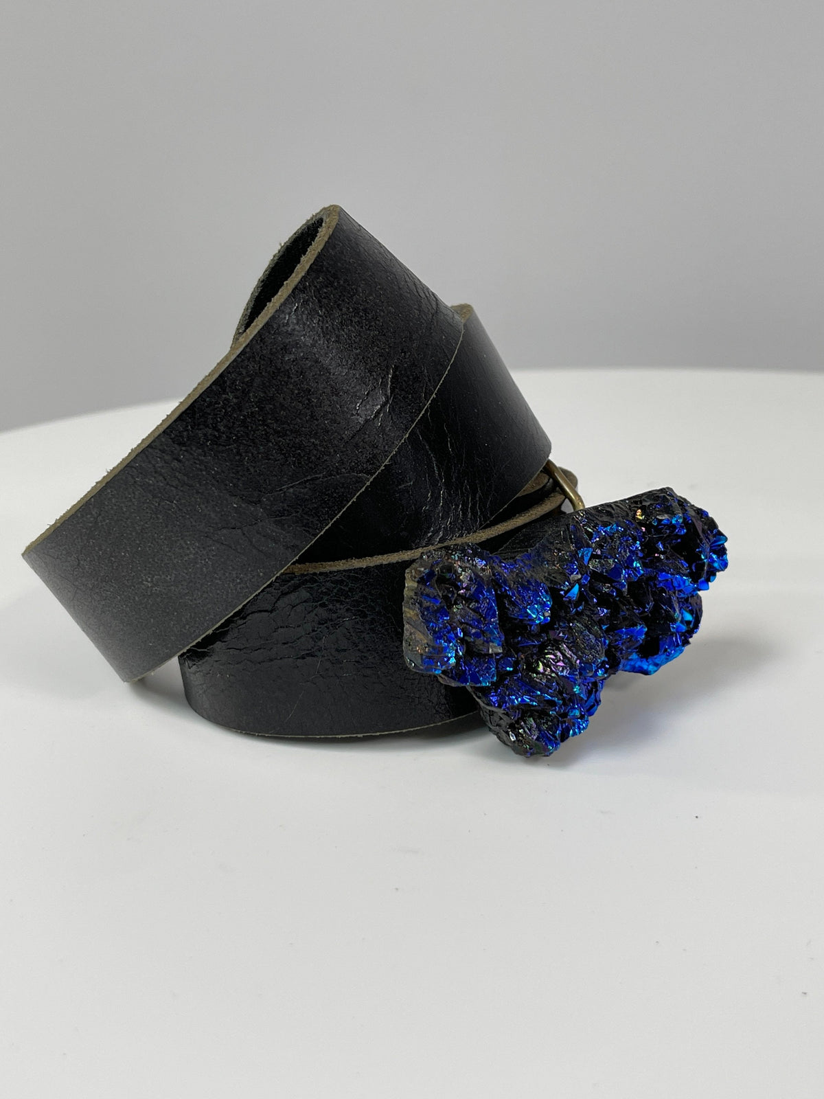 Aura Crystal Belt Buckle: Gemstone Snap Belt, Leather Accessories