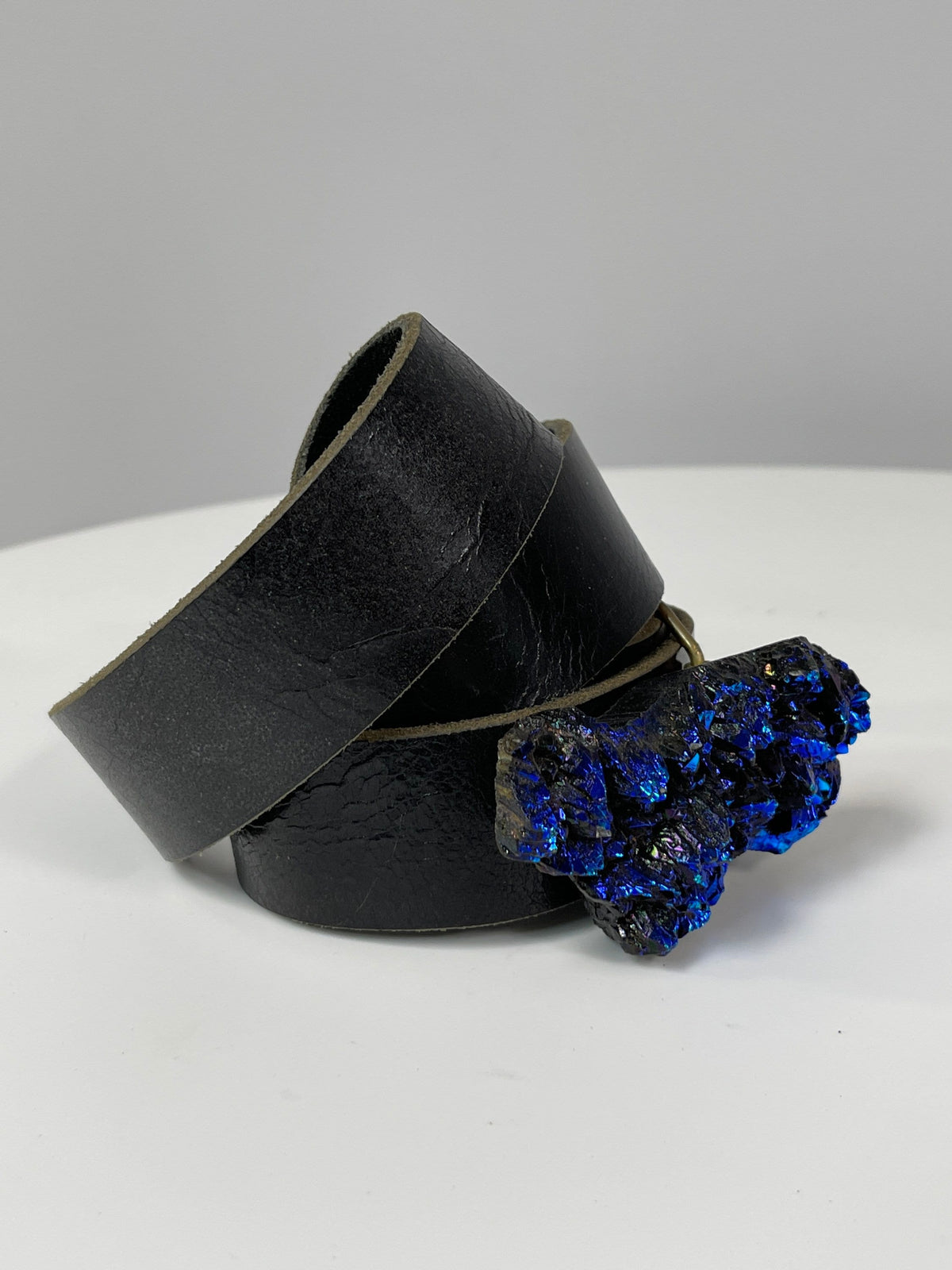Aura Crystal Belt Buckle: Gemstone Snap Belt, Leather Accessories