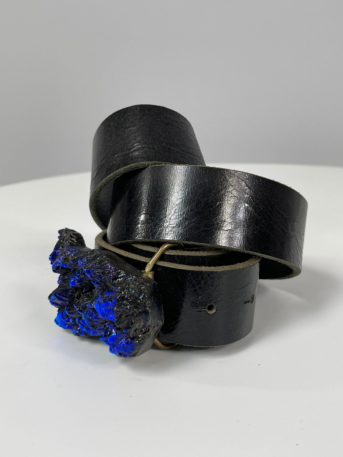 Aura Crystal Belt Buckle: Gemstone Snap Belt, Leather Accessories