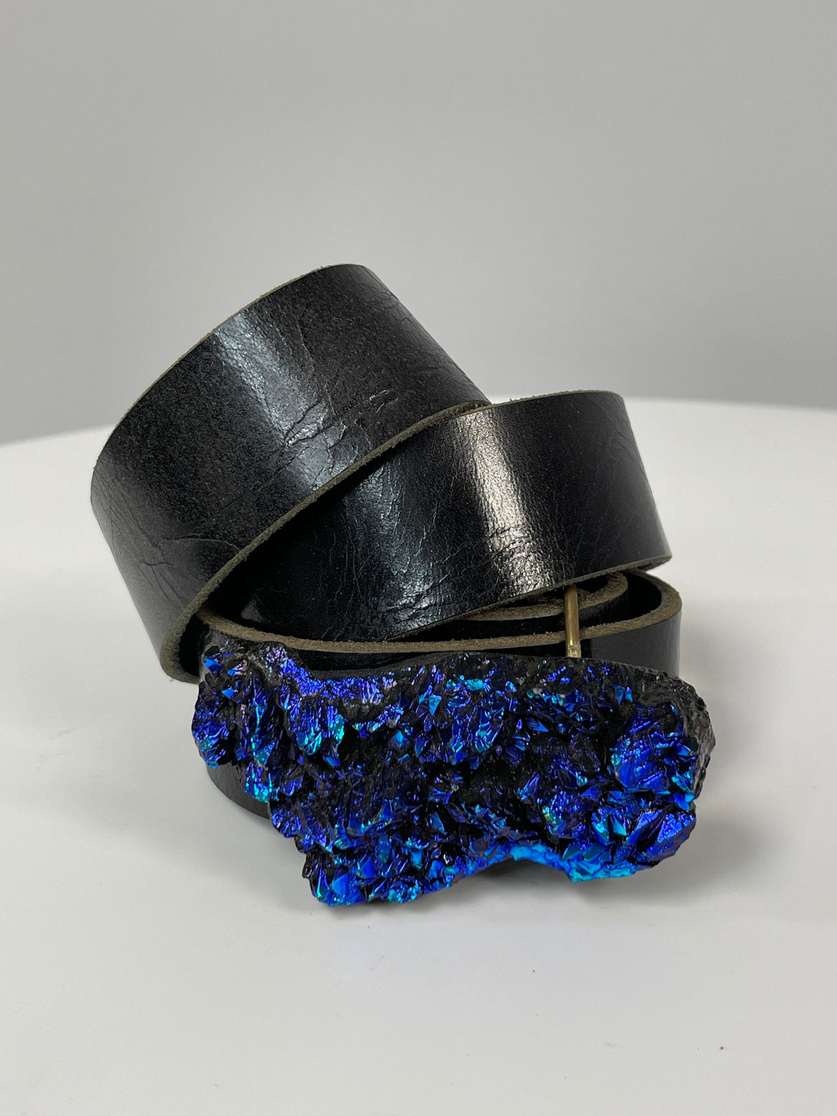 Aura Crystal Belt Buckle: Gemstone Snap Belt, Leather Accessories