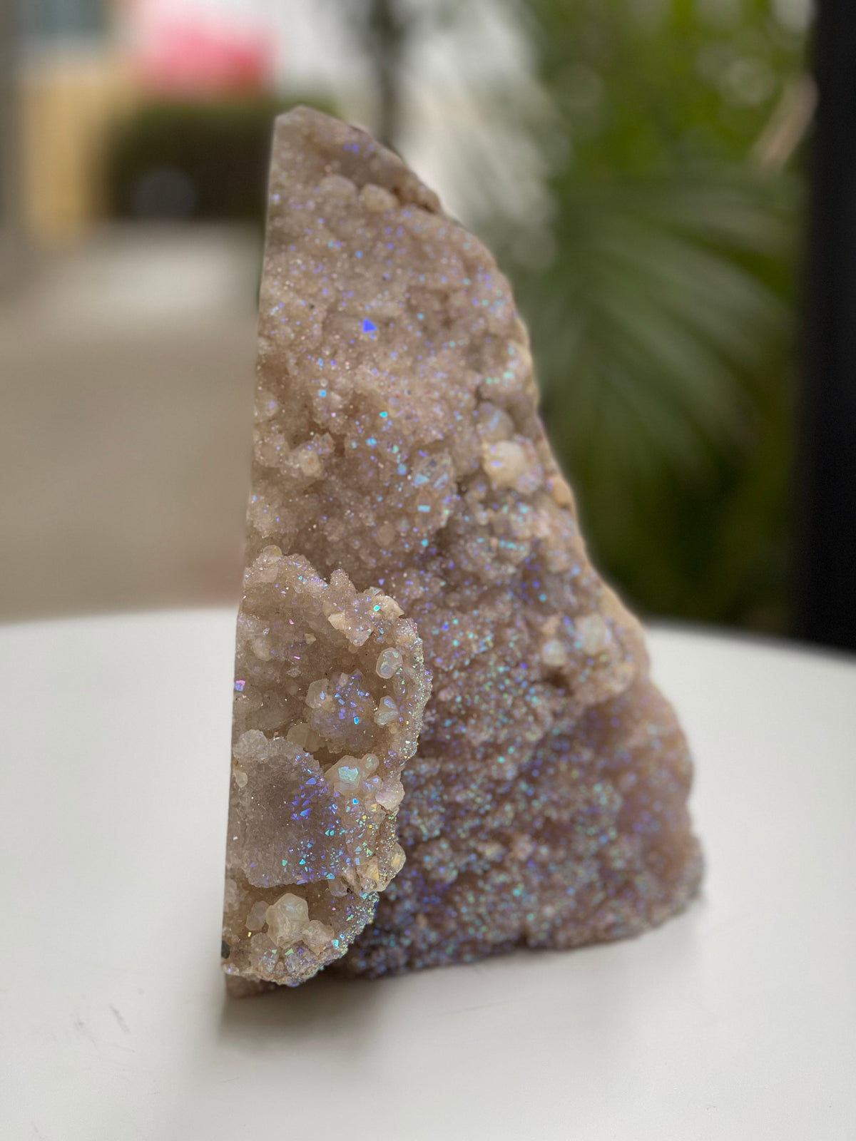 Angel Aura Pink Amethyst Cluster: Sparkling Home Decor, Reiki Altar Crystal