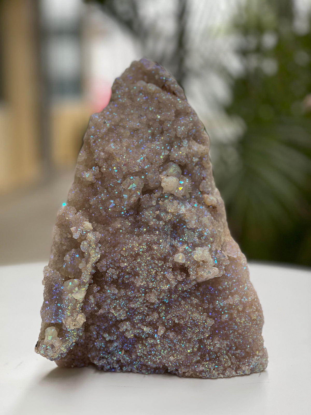 Angel Aura Pink Amethyst Cluster: Sparkling Home Decor, Reiki Altar Crystal