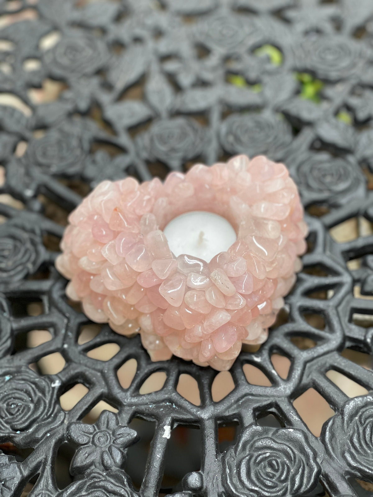 Rose Quartz Heart Candle Holder: Mother's Day Gift for Her, Gemstone Votive, Crystal Home Decor