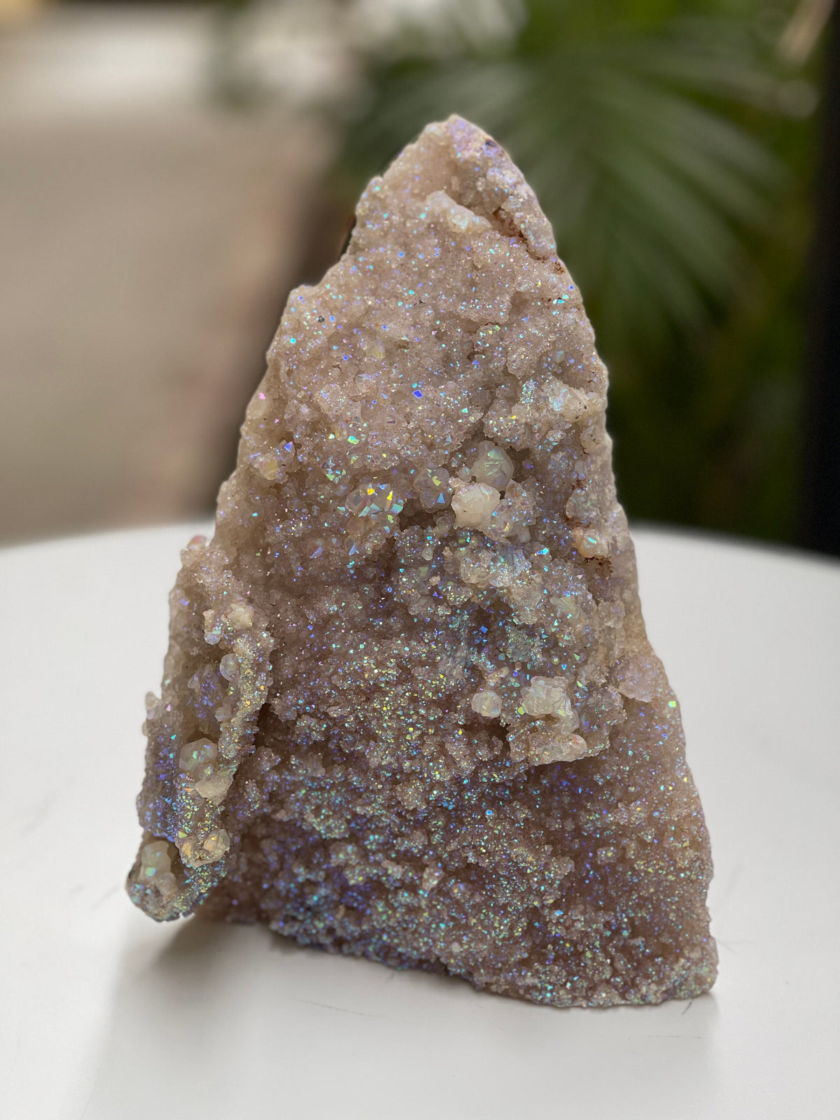 Angel Aura Pink Amethyst Cluster: Sparkling Home Decor, Reiki Altar Crystal