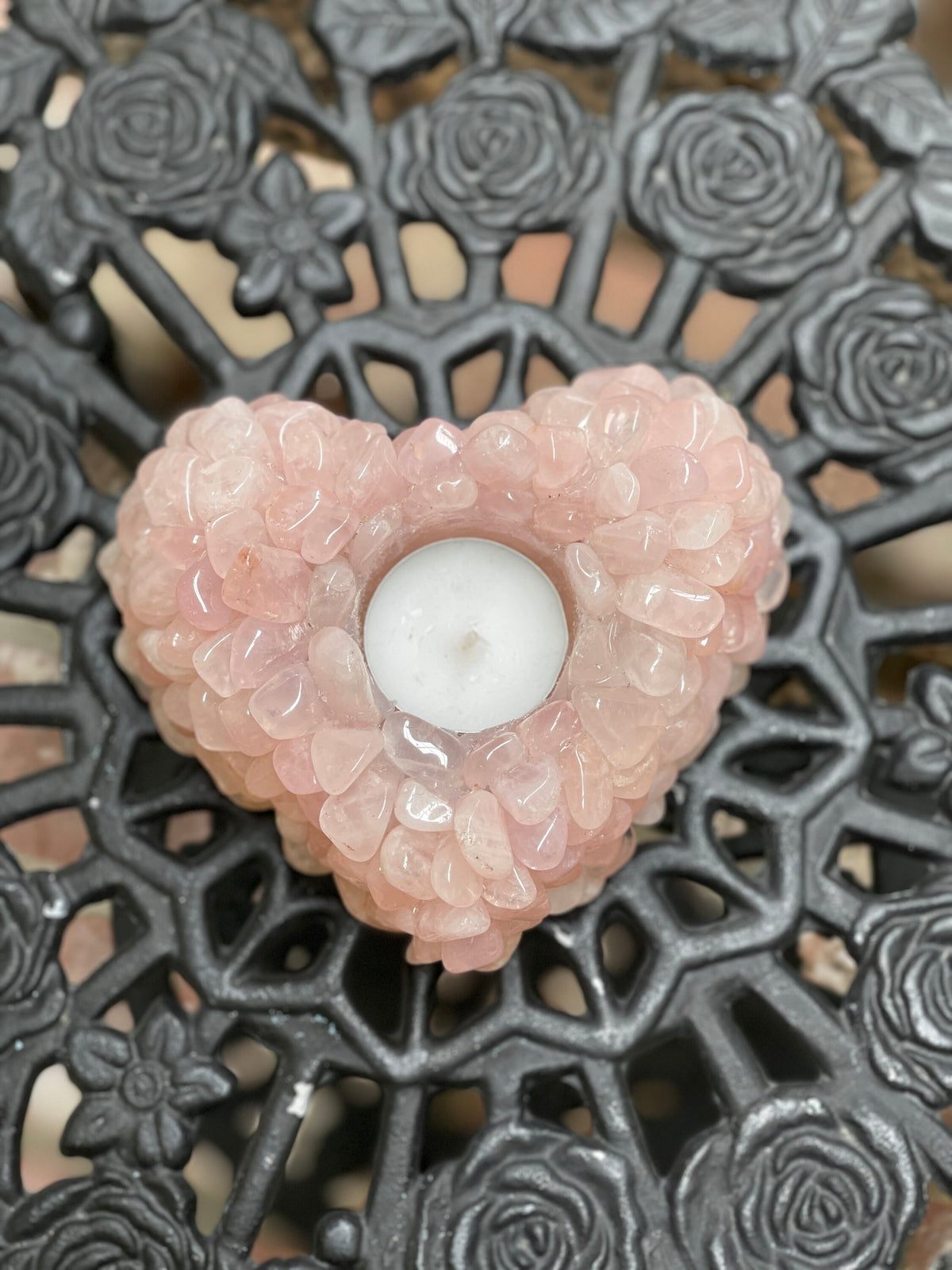 Rose Quartz Heart Candle Holder: Mother's Day Gift for Her, Gemstone Votive, Crystal Home Decor
