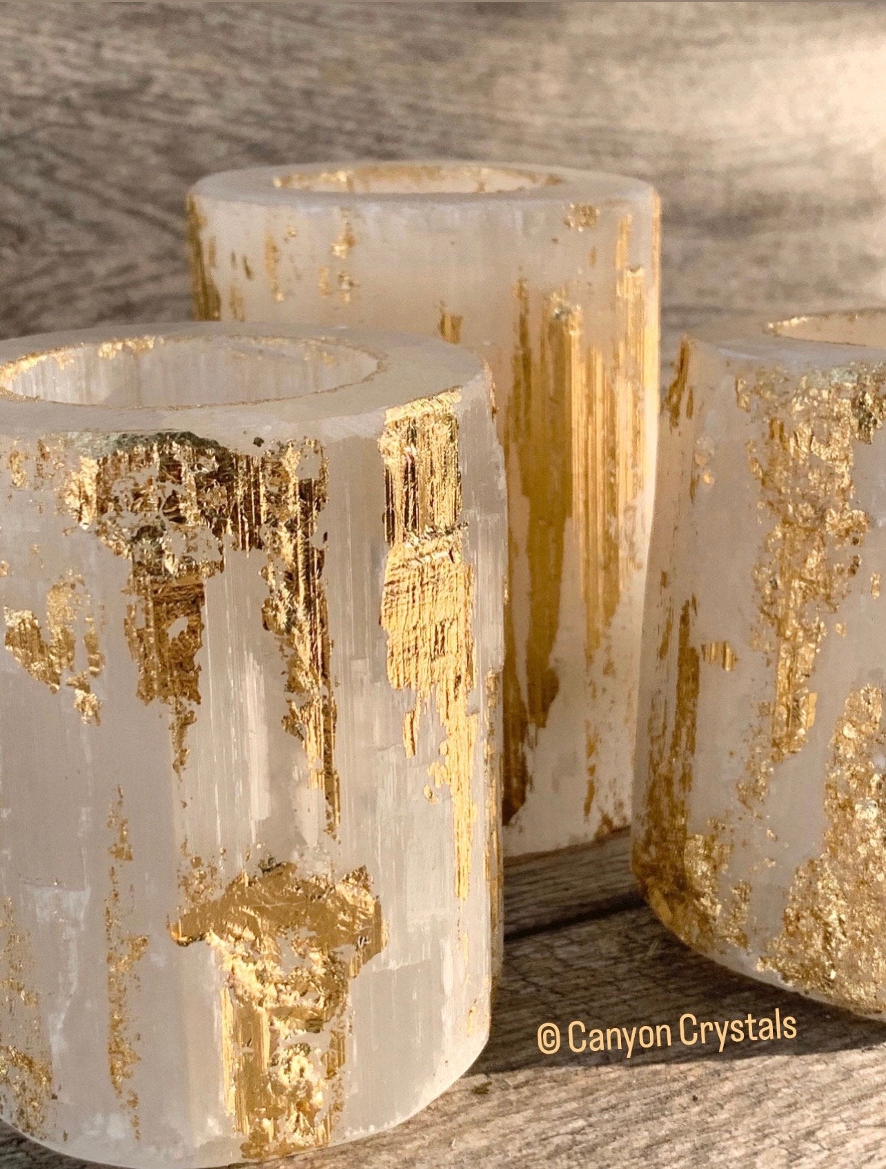 Gold Leaf Selenite Candle Holder, Luxury Candles, Gold Leaf Candles, Home Decor, Gold Decor, Gold Candles, Elegant Tablescape, Unique Candle