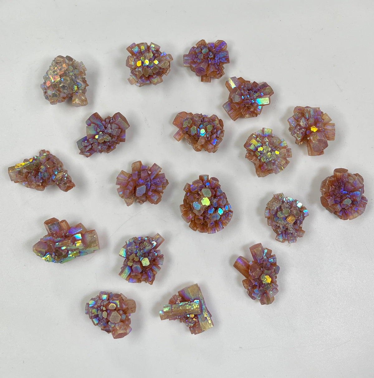 Small Angel Aura Aragonite Star Cluster: Rainbow Coated Crystal