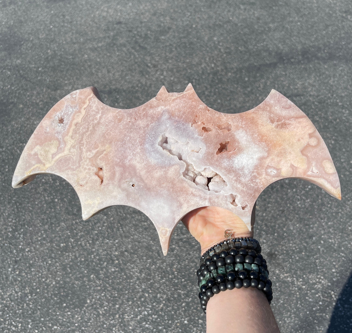 XL Pink Amethyst Bat, Large Luxury Druzy Crystal Bat Carving, Halloween Crystal Decor, Amethyst Statement Crystal, Witchy Aesthetic