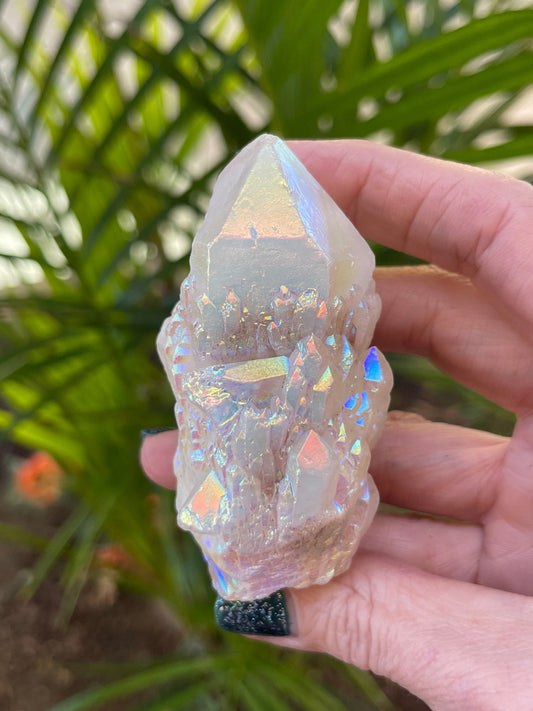 Angel Aura Candle Quartz Point, Aura Quartz Cluster, Aura Crystals, Home Decor, Quartz, Reiki, Chakra, Meditation tools