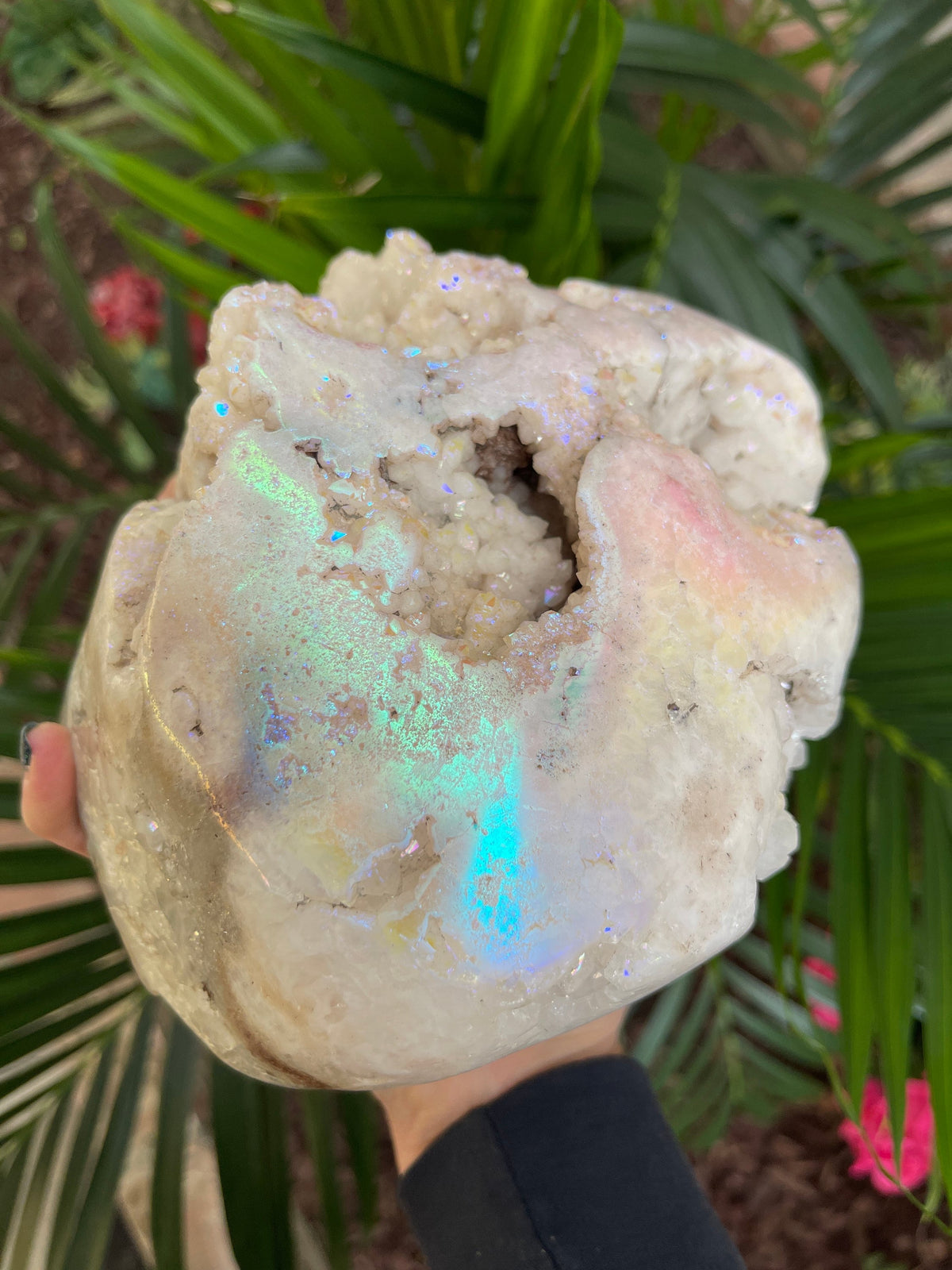 Large Aura Pink Amethyst Freeform: Druzy Crystal Home Decor