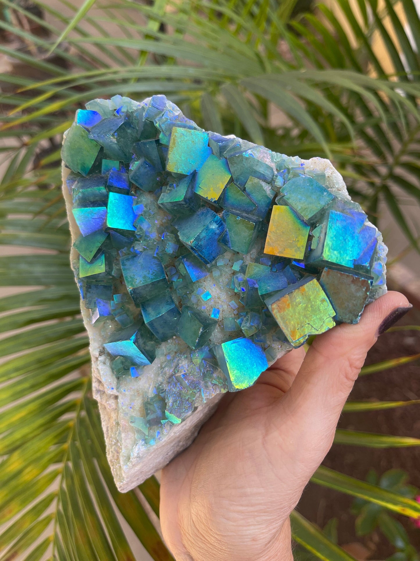 Aura Cubic Fluorite, Aura Fluorite, Green Fluorite, Angel Aura Crystals,  Home Decor, Crystals & Minerals, Custom Aura, Reiki