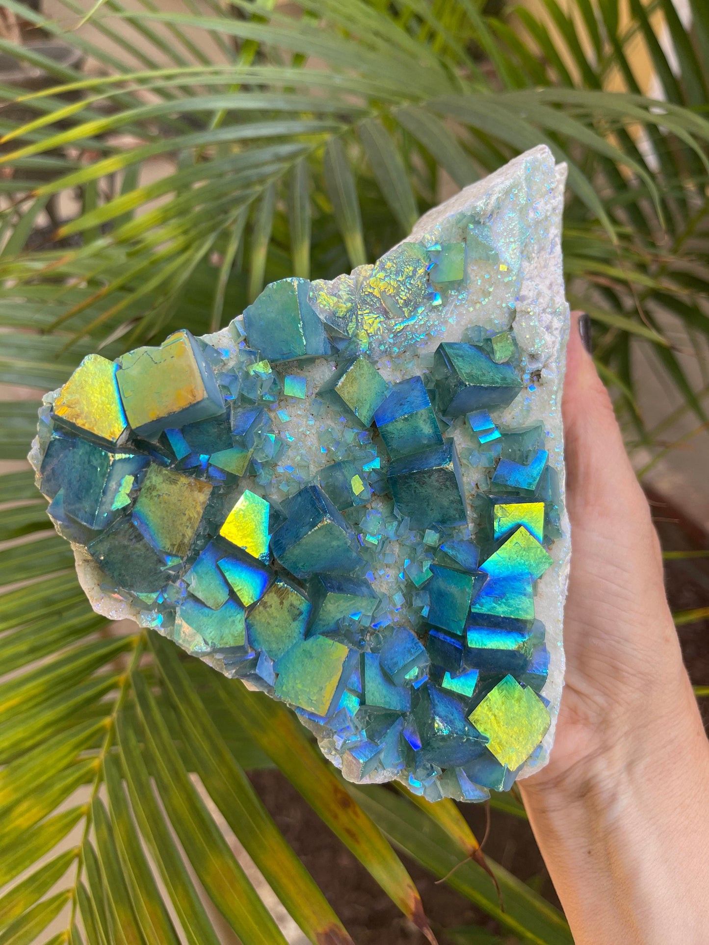 Aura Cubic Fluorite, Aura Fluorite, Green Fluorite, Angel Aura Crystals,  Home Decor, Crystals & Minerals, Custom Aura, Reiki