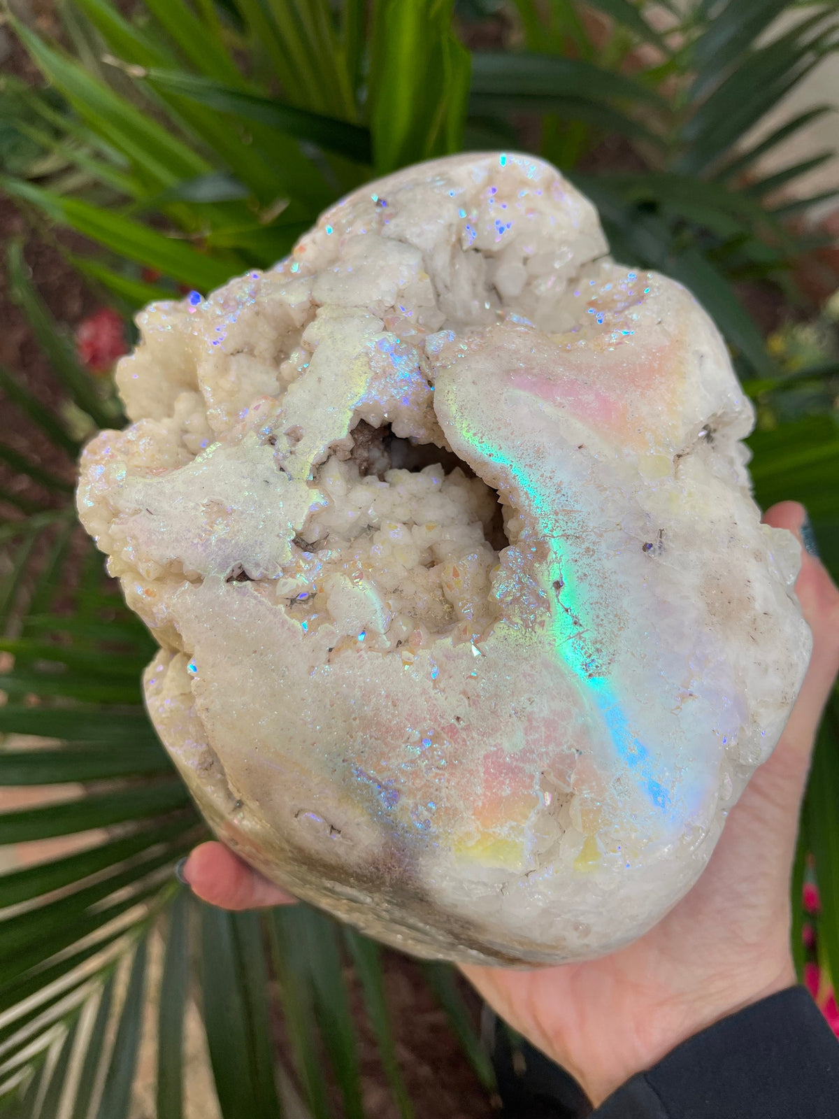 Large Aura Pink Amethyst Freeform: Druzy Crystal Home Decor