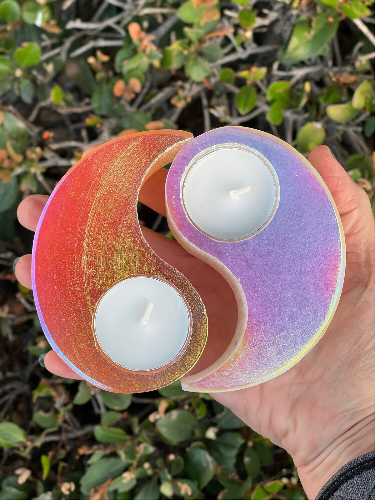 Angel Aura Selenite Yin Yang Candle Holder: Reiki Altar Decor