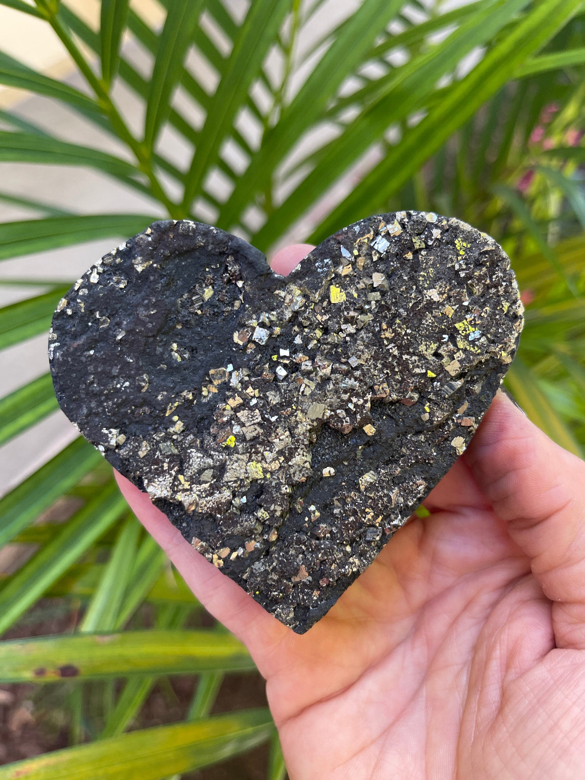 Shungite Pyrite Heart: EMF Protection Stone, Home Decor (3.5" x 3.25")