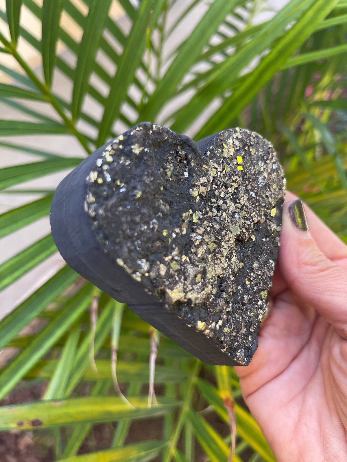 Shungite Pyrite Heart: EMF Protection Stone, Home Decor (3.5" x 3.25")
