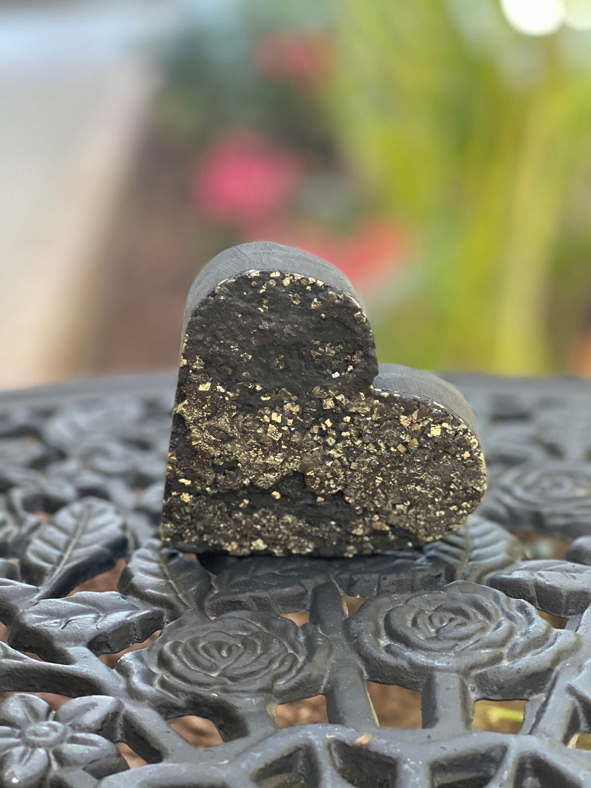 Shungite Pyrite Heart: EMF Protection Stone, Home Decor (3.5" x 3.25")