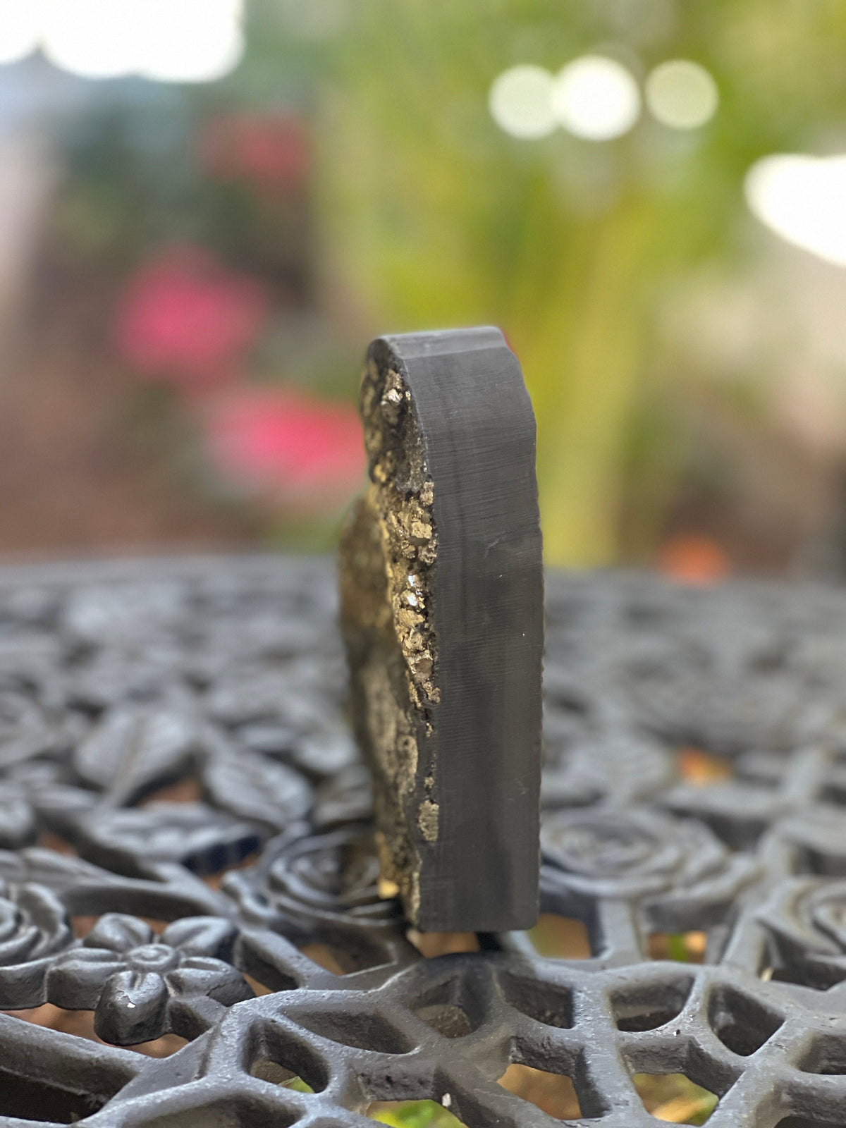 Shungite Pyrite Heart: EMF Protection Stone, Home Decor (4.5" x 4")