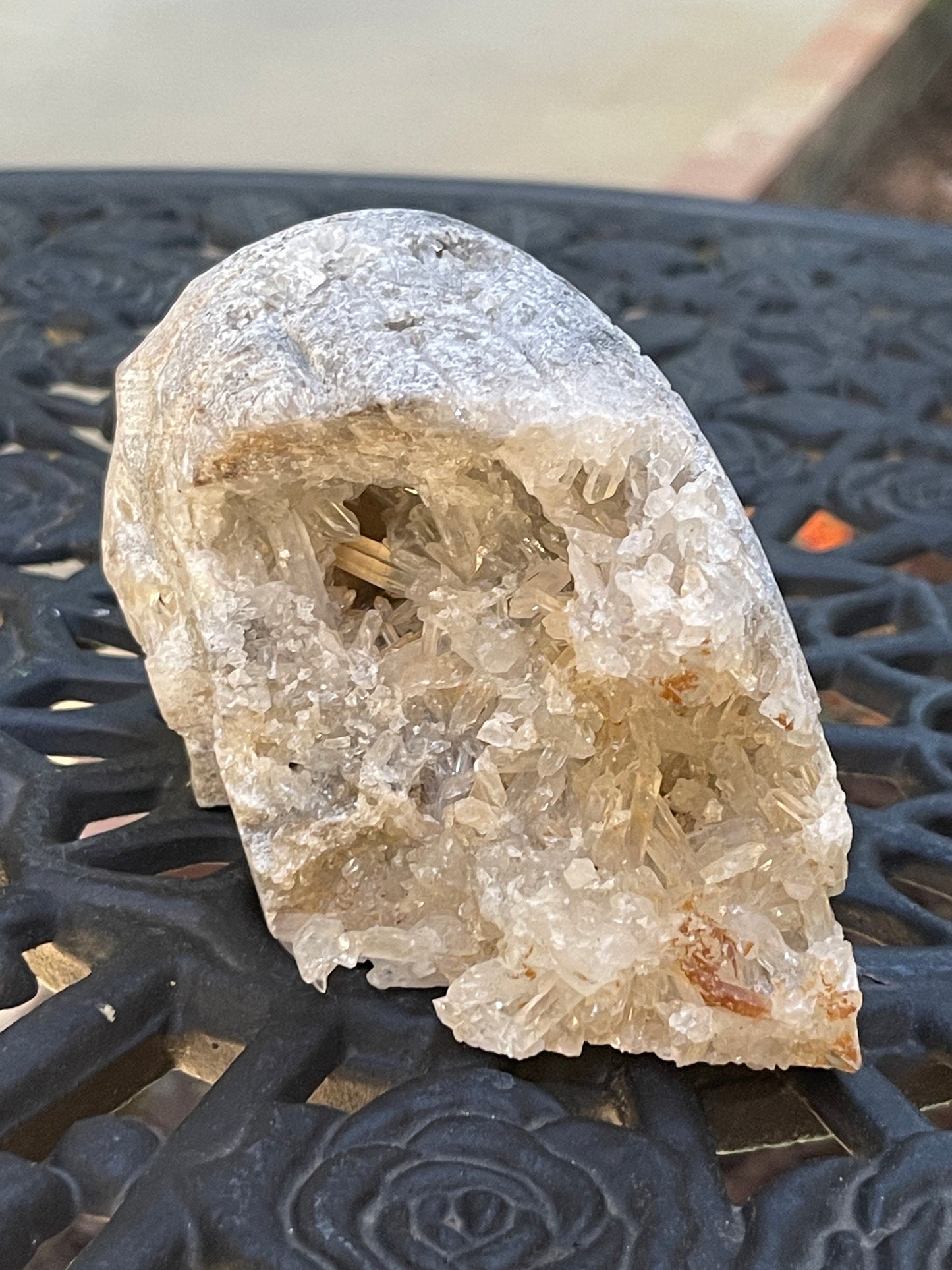 Quartz Crystal Skull: Hand Carved Indian Head, Home Decor (5" x 3" x 2.5")
