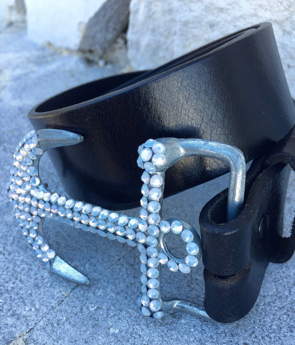 Swarovski Crystal Anchor Belt Buckle: Nautical Resort Wear