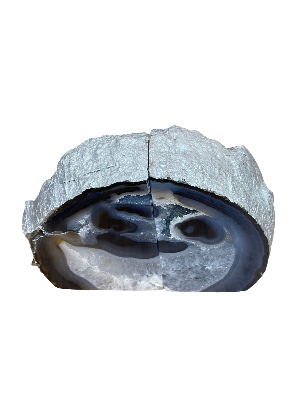 Silver Coated Druzy Agate Bookends: Luxury Home Decor