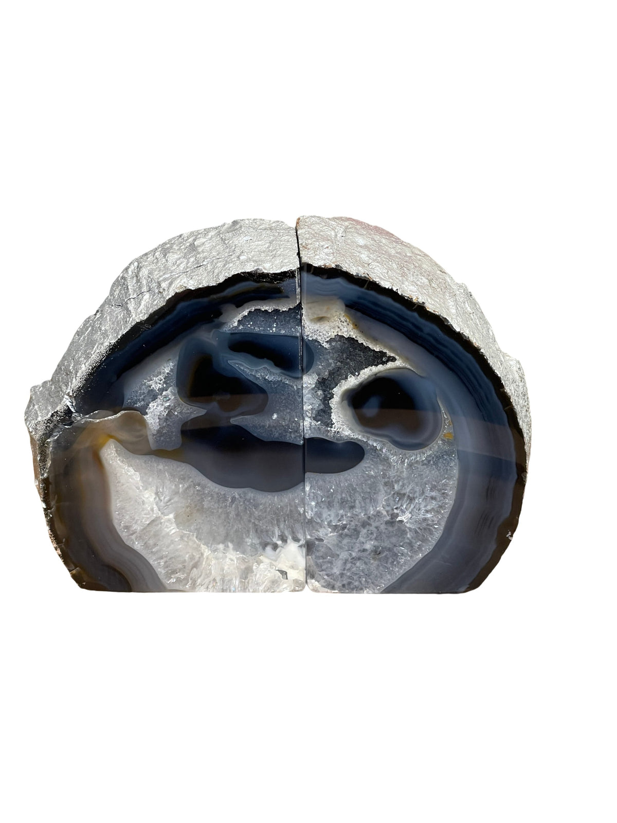 Silver Coated Druzy Agate Bookends: Luxury Home Decor