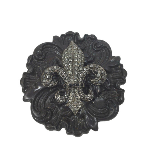 Crystal Fluer de Lis Belt Buckle, Unique  Belts, Gemstone Belts, Designer Belts, Leather Belts, Snap Belts, Crystal Accessories