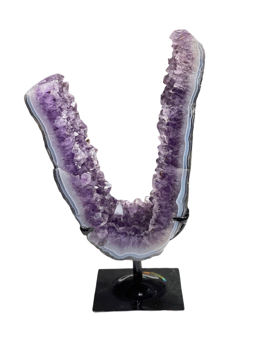 Large Amethyst Portal on Stand, Amethyst Statement Decor, Home Decor, Amethyst Geode, Calcite
