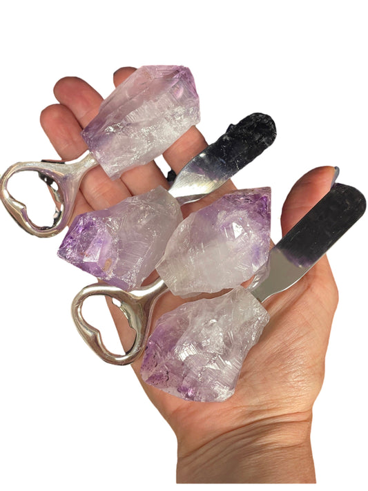 Amethyst Cheese Knife, Amethyst Bottle Opener, Gemstone Flatware, Amethyst Silverware, Amethyst Cutlery, Crystals, Kitchenware