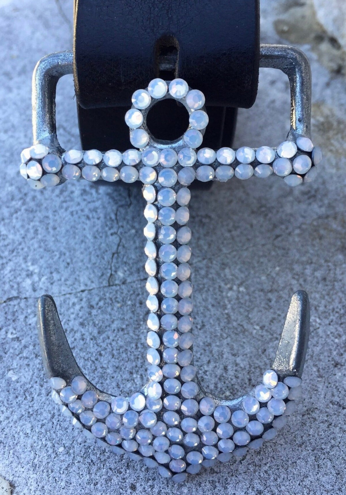 Swarovski Crystal Anchor Belt Buckle: Nautical Resort Wear