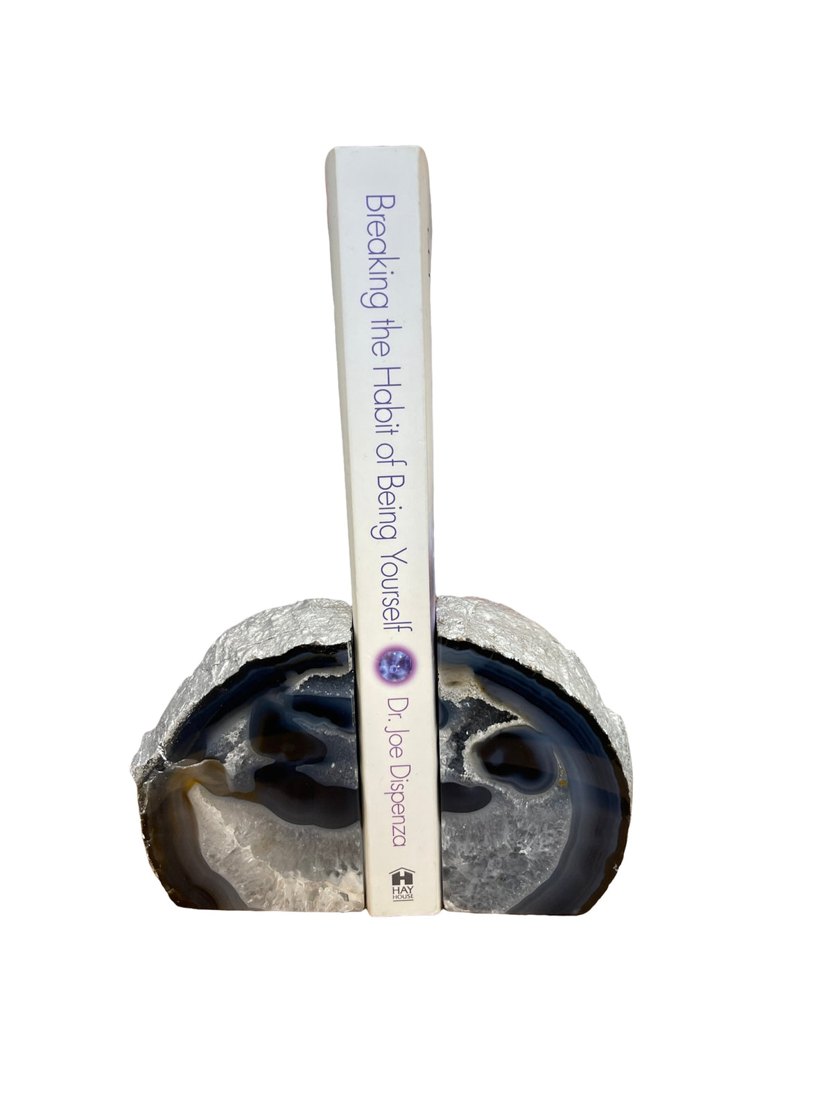 Silver Coated Druzy Agate Bookends: Luxury Home Decor