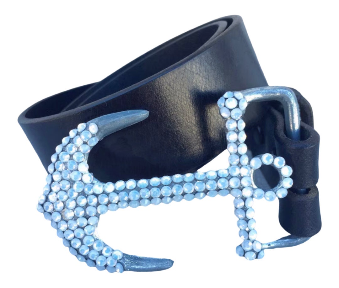 Swarovski Crystal Anchor Belt Buckle: Nautical Resort Wear