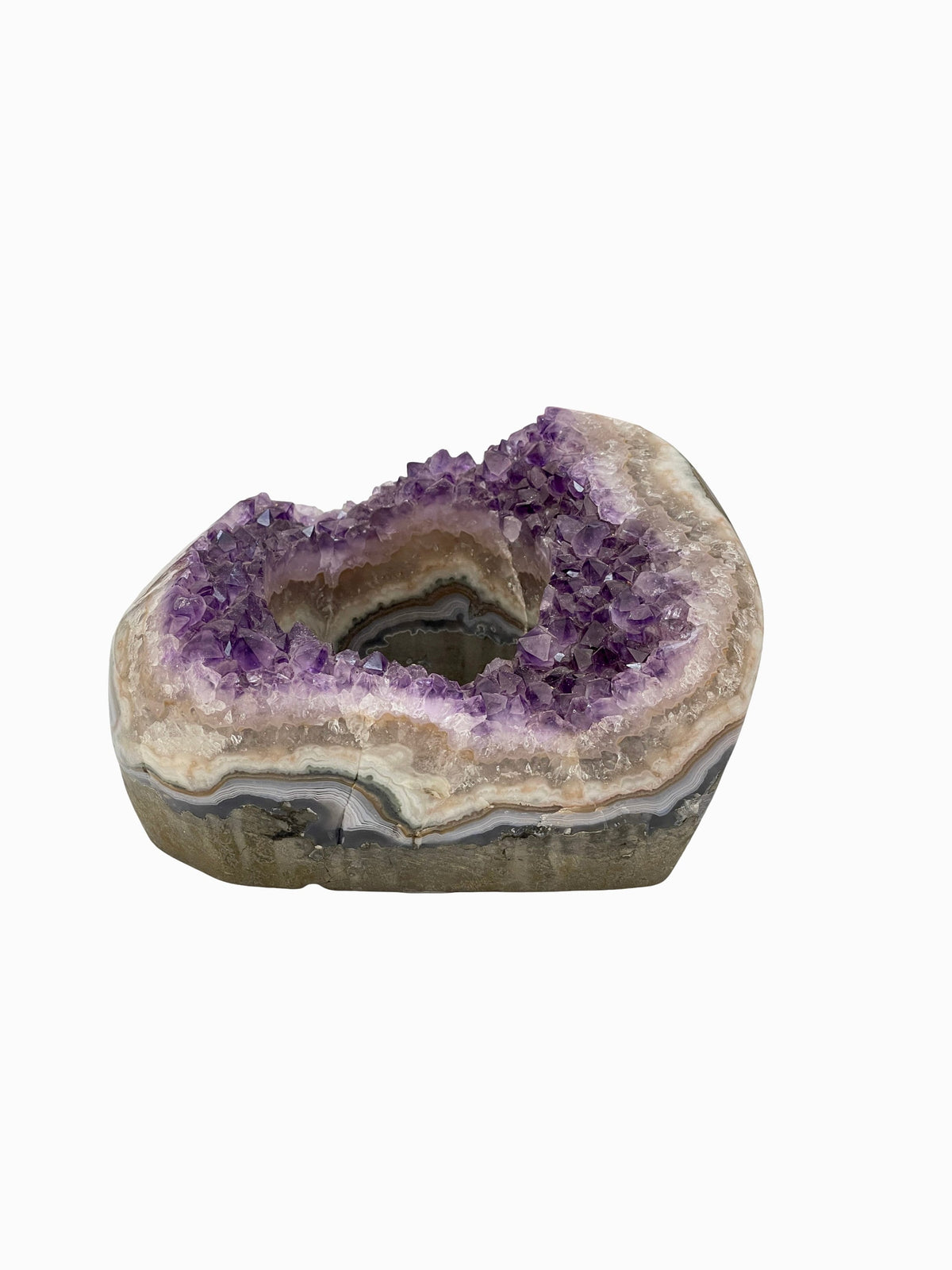 Large Raw Amethyst Candle Holder: Sound Tuned Crystal Decor