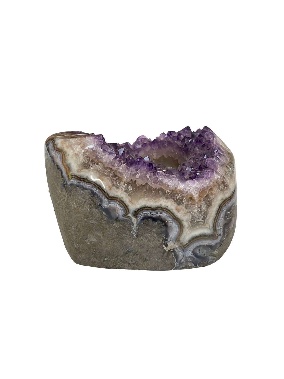 Large Raw Amethyst Candle Holder: Sound Tuned Crystal Decor
