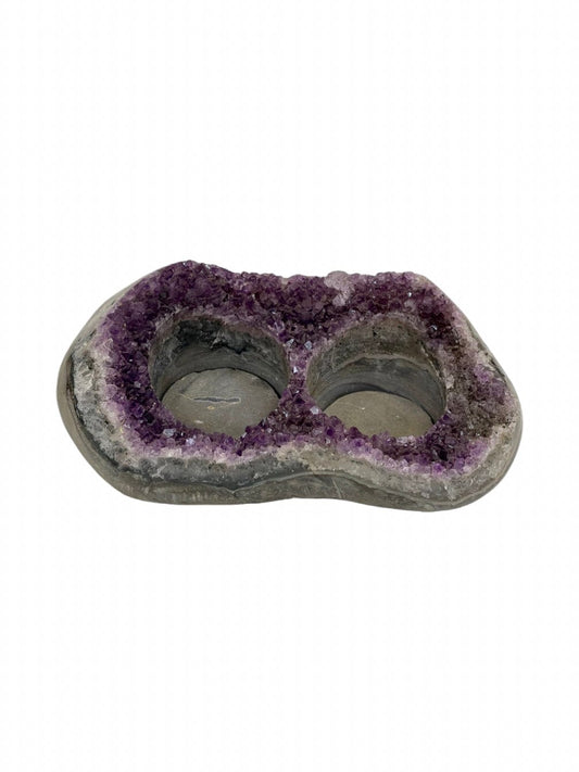 Large Amethyst Candleholder, Double Votive Holder, Home Accessories, Home Decor, Amethyst, Reiki, Air Plant, Meditation, Candle Holder