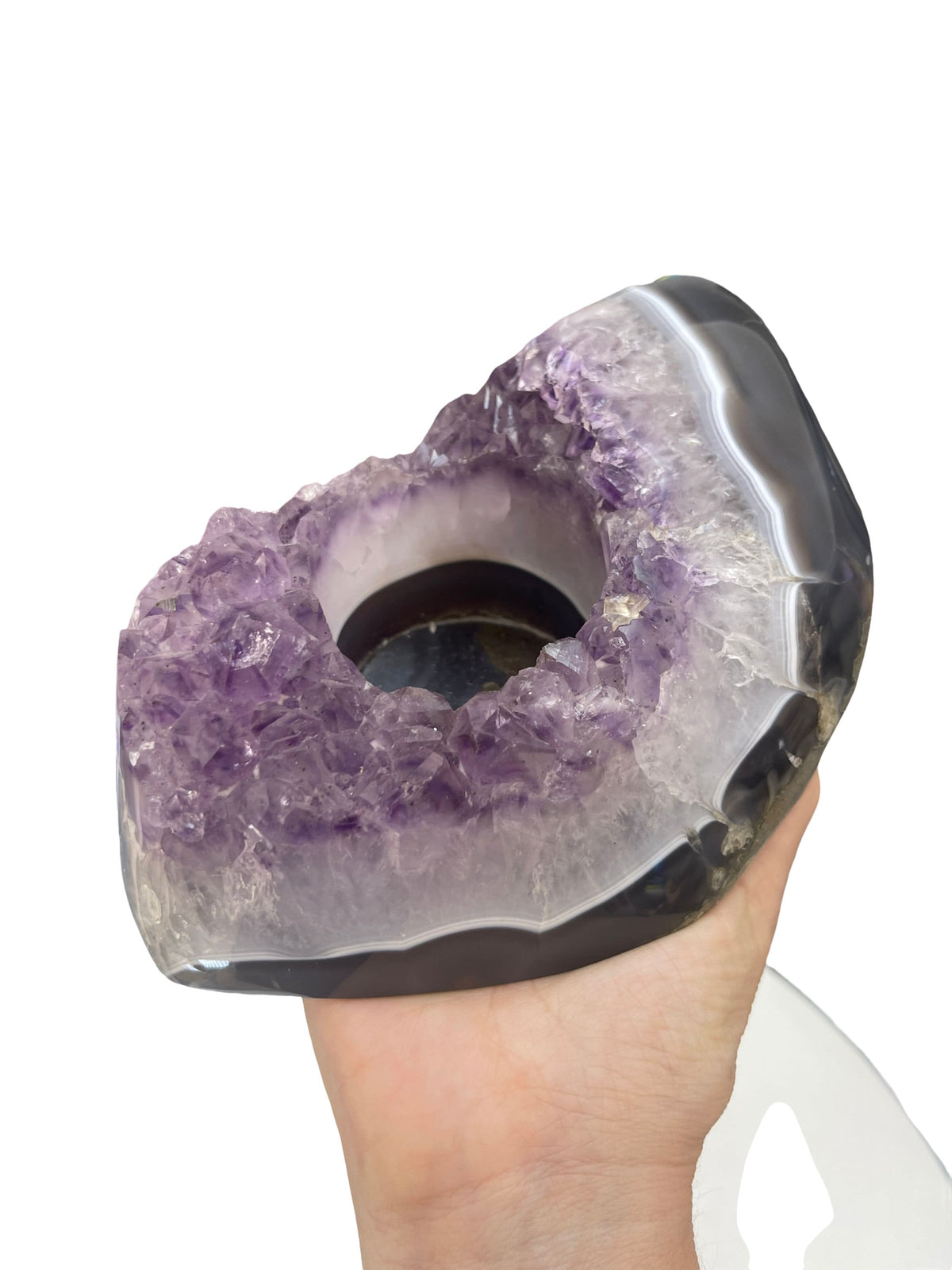 Large Amethyst Candle Holder: Reiki Meditation Decor, Air Plant Holder