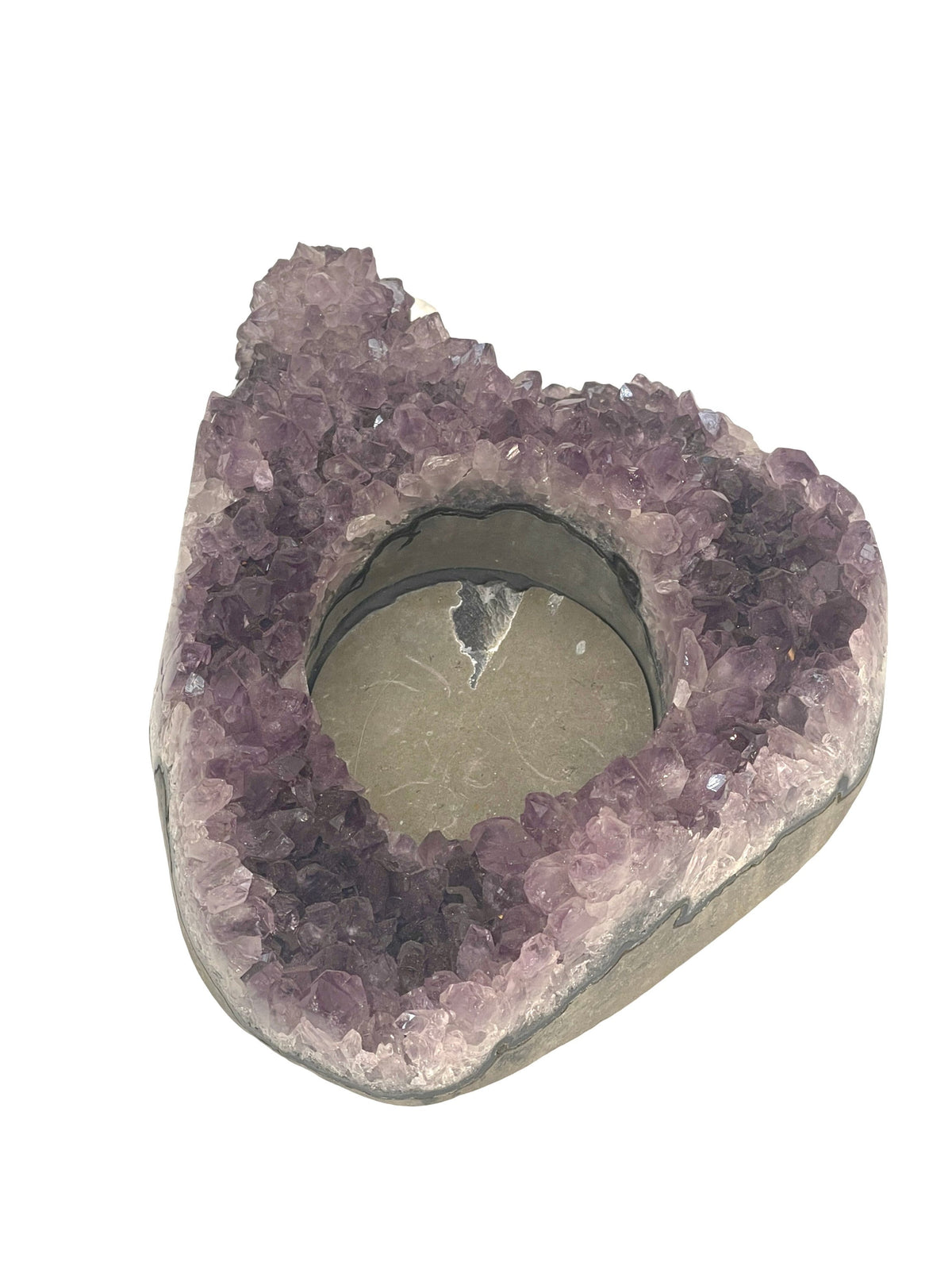 Large Raw Amethyst Candle Holder: Reiki Meditation Decor