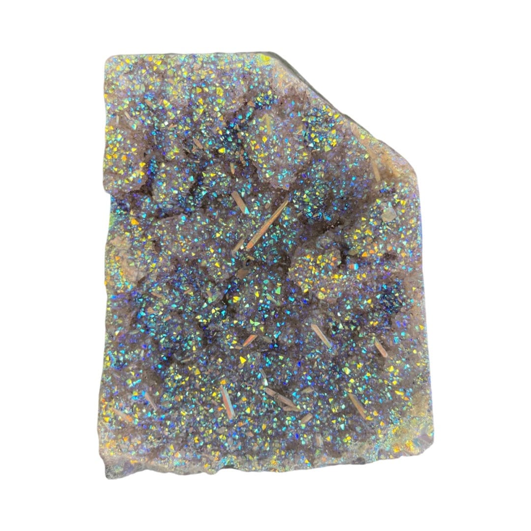 Angel Aura Amethyst Cluster: Galaxy Druzy Quartz with Calcite