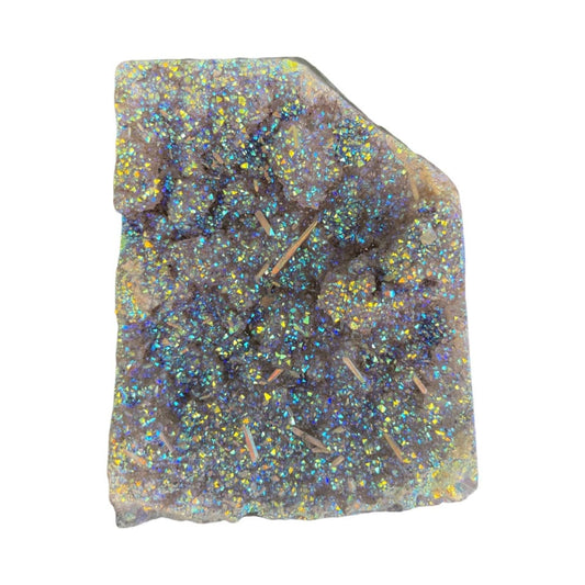 Angel Aura Amethyst Cluster: Galaxy Druzy Quartz with Calcite