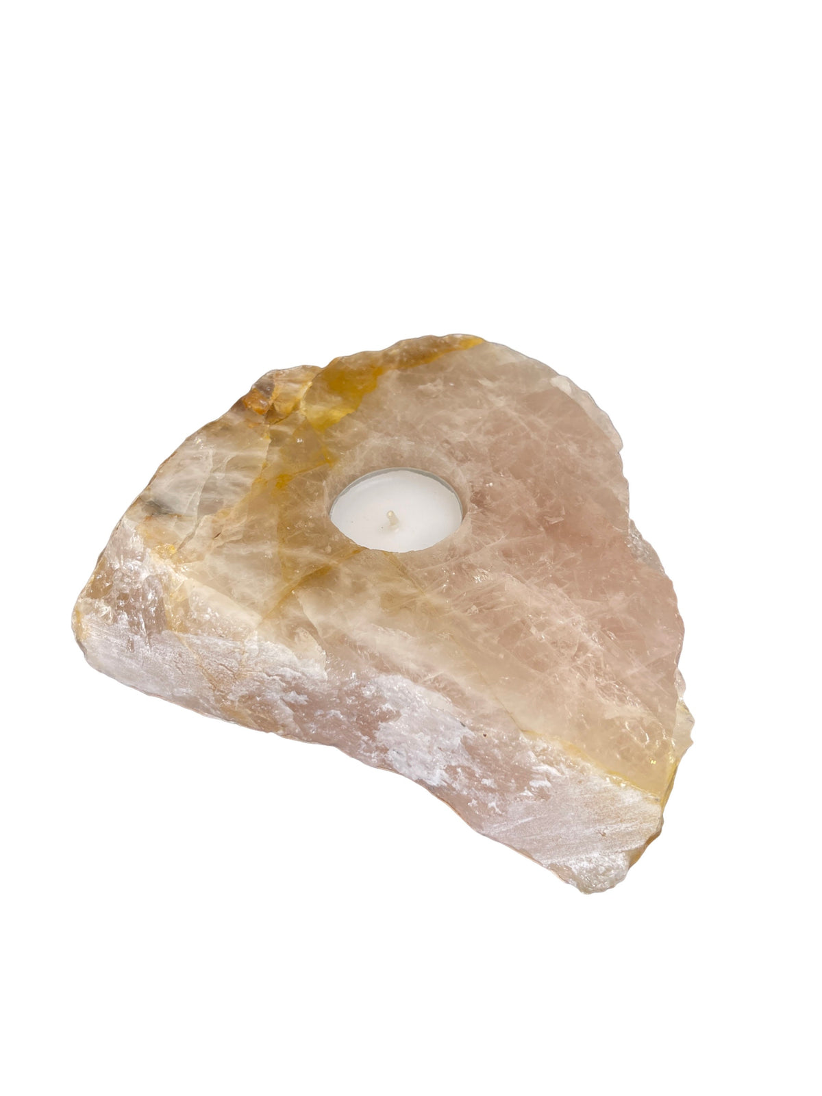 Raw Golden Healer & Rose Quartz Tea Light Candle Holder