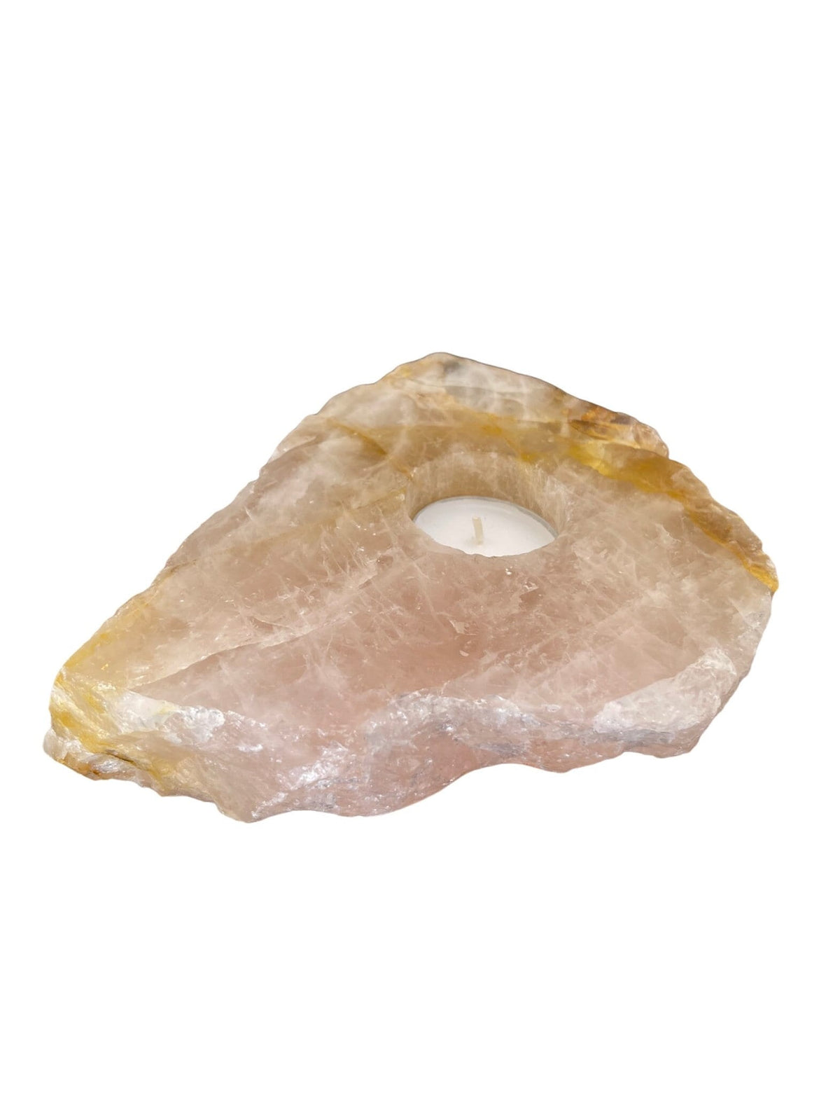 Raw Golden Healer & Rose Quartz Tea Light Candle Holder