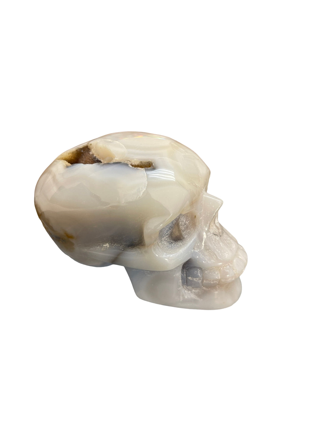 Druzy Agate Skull: Witchy Crystal Carving, Halloween Decor