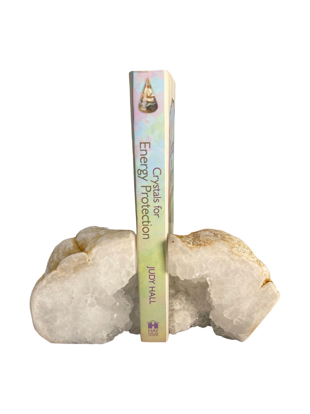 Quartz Geode Bookends: High Vibration Crystal Home Decor