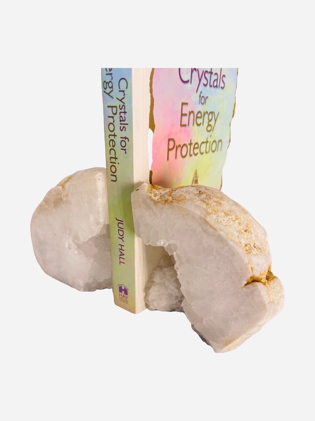 Quartz Geode Bookends: High Vibration Crystal Home Decor