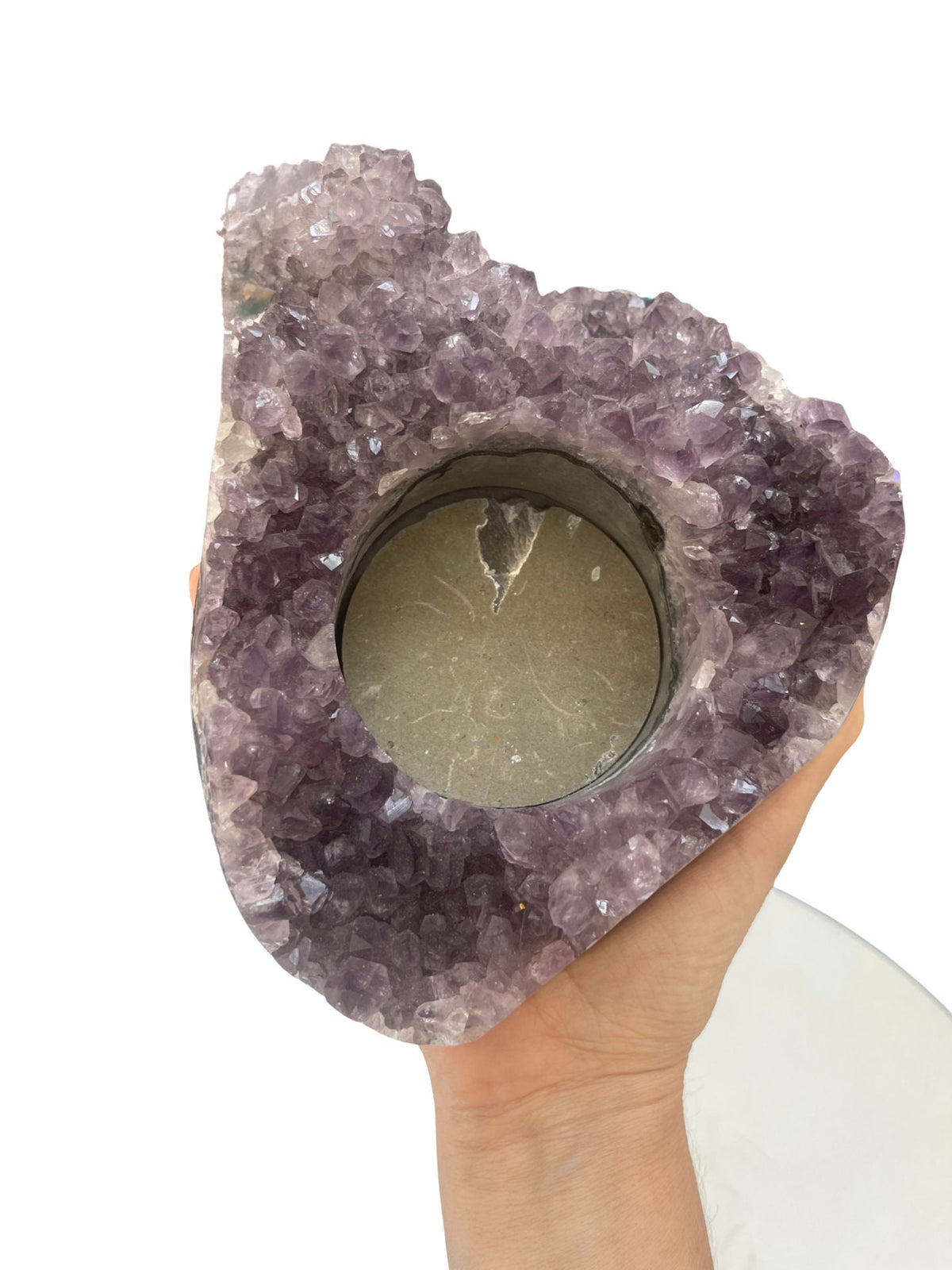 Large Raw Amethyst Candle Holder: Reiki Meditation Decor