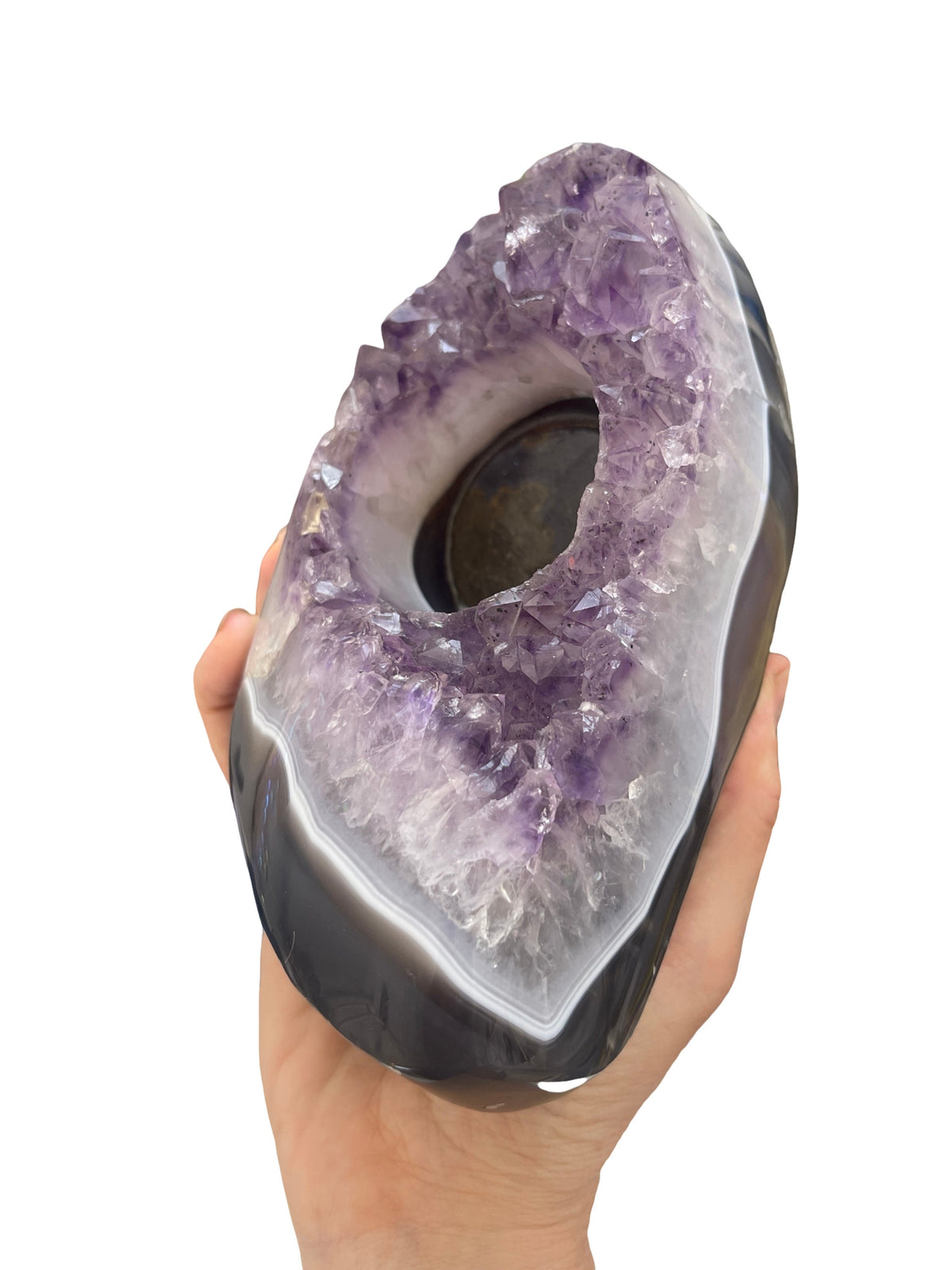 Large Amethyst Candle Holder: Reiki Meditation Decor, Air Plant Holder